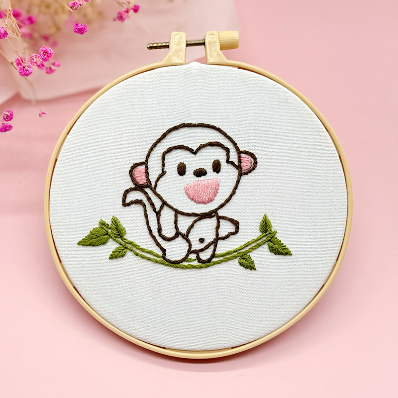 Lindo conejo bordado DIY colgando pintura de los niños Lu bordado puntada primaria práctica punto cruz dibujos animados pequeños adornos de animales