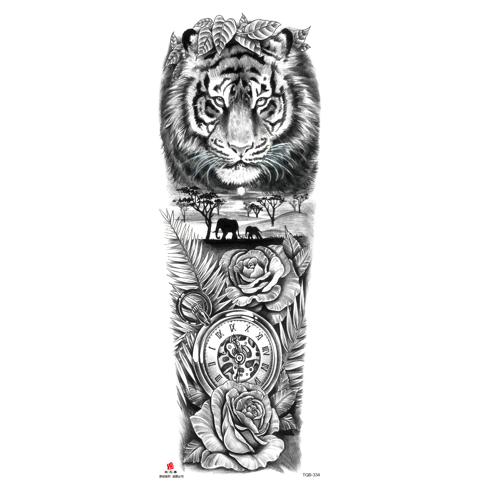 Pegatinas de tatuaje de brazo largo de flor brazo completo tatuaje impermeable tatuaje temporal en stock al por mayor pegatinas de tatuaje de brazo completo