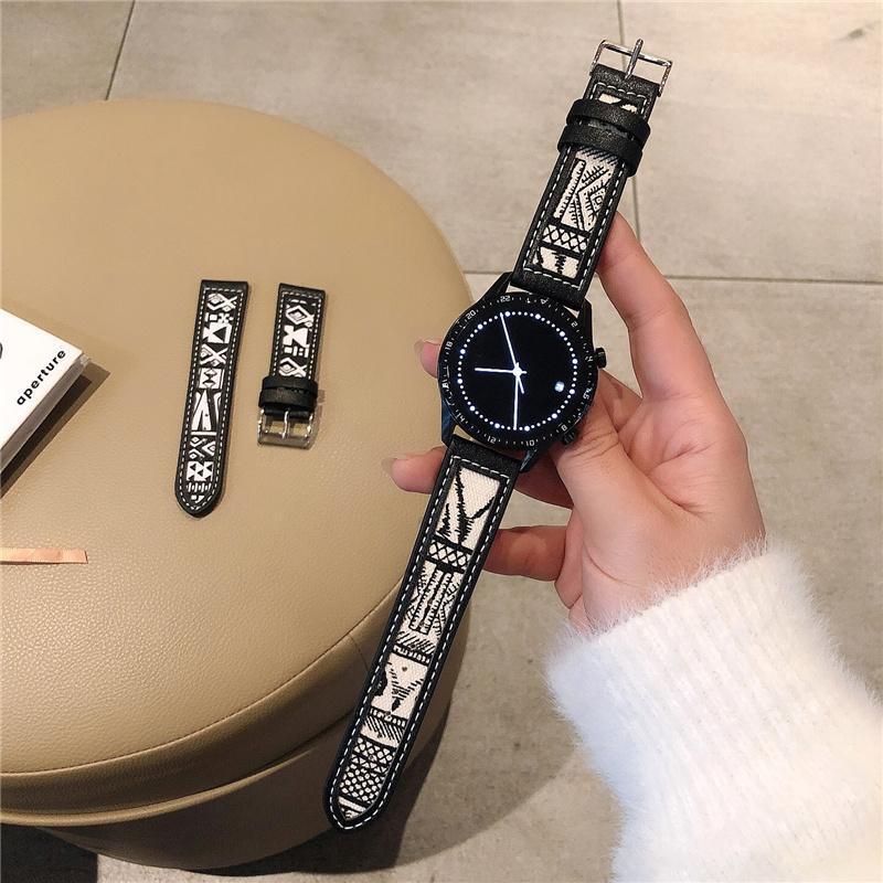 For Huawei GT4 Strap 5gt2 46mm Elegant Glory watch3pro Genuine Leather Canvas National Style Trendy for Men and Women