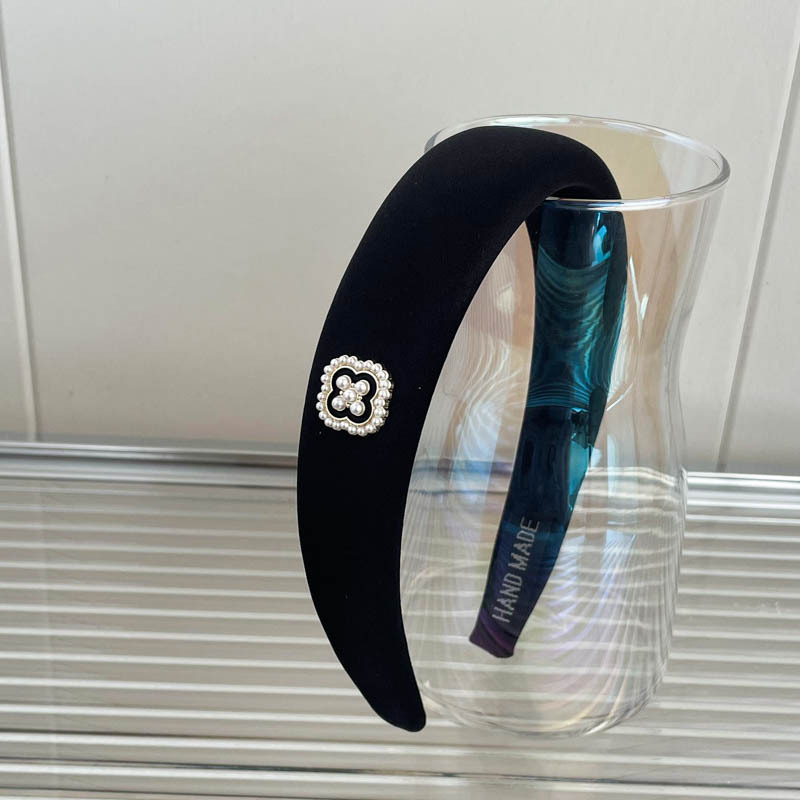 Diadema superior de cráneo alto Diadema de fragancia pequeña negra de alta calidad Diadema de estilo perla coreana arco simple cueva para el cabello accesorios para el cabello femenino