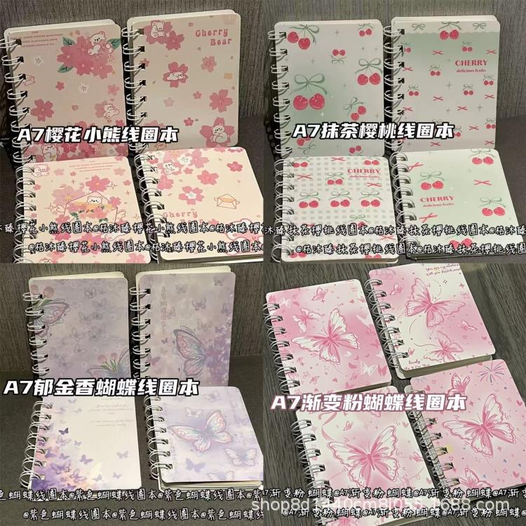 A7 Combination Series Coil Notebook, Stylish and Aesthetically Pleasing, Thickened Lined Small Notebook for Students, Suitable for Girls