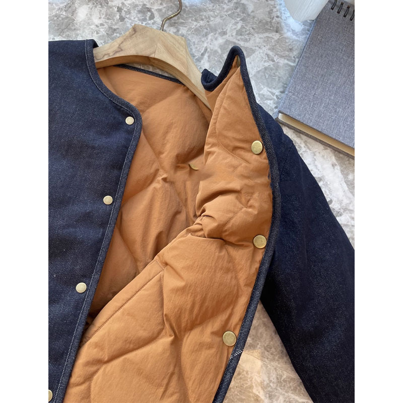 Buy Two Pieces for the Price of One! ! Wear It on Both Sides, Little Sun Color-Locking Denim Spliced ​​Down Jacket