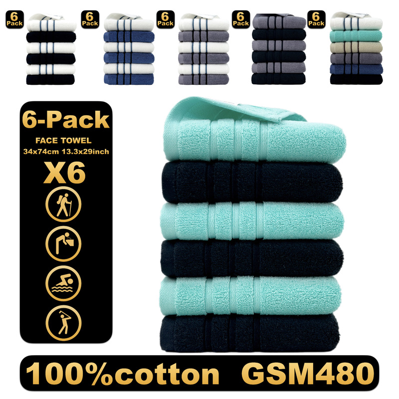 Factory wholesale cotton towel cotton padded face towel six suit FACE TOWEL cross-border supply generation Factory wholesale cotton towel cotton padded face towel six suit FACE TOWEL cross-border supply generation