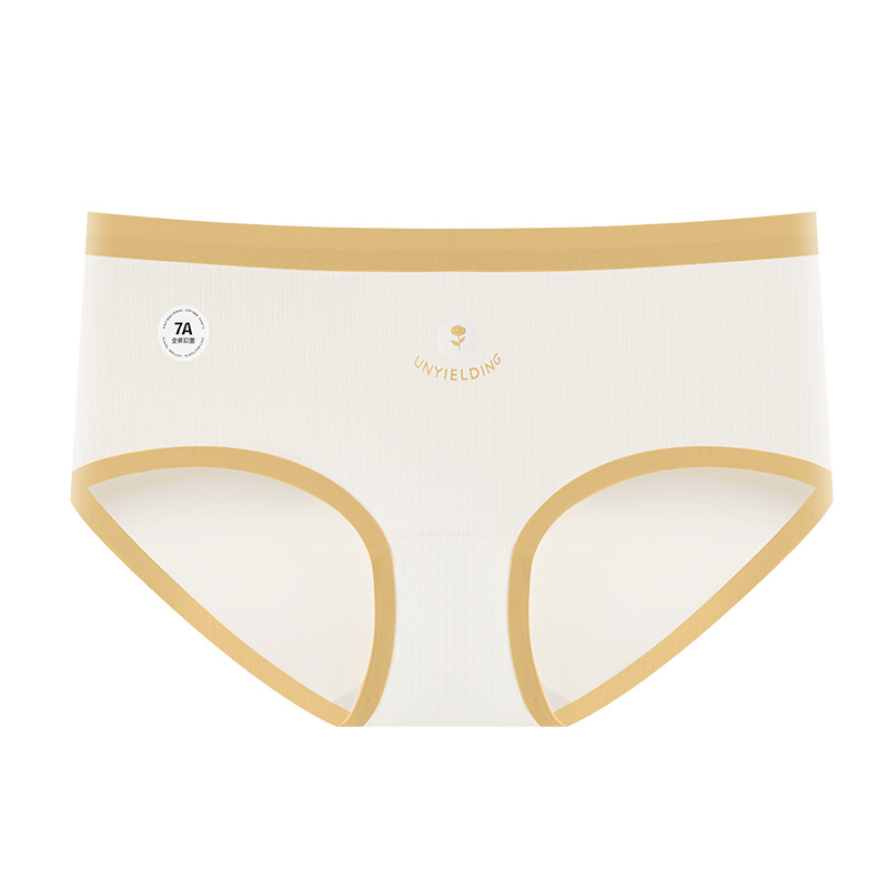 Seda de hielo sin costuras, cadera anti-pellizco, entrepierna de algodón puro, entrepierna antibacteriana, cintura media, sin costuras, ropa interior de mujer de una pieza de color de contraste de verano para niñas