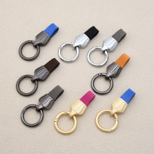 皇冠真皮汽车钥匙扣轻奢牛皮情侣钥匙圈激光刻字金属皮革挂件批发