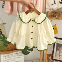 婴儿秋装衬衫娃娃领女童娃娃衫甜美森系衬衣女长袖小女孩宝宝小衫