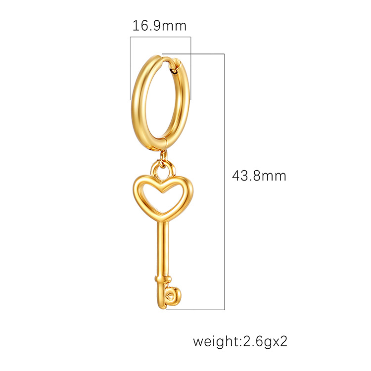 INS transfronterizo sensación de alto nivel sensación de alto nivel colgante de llave de acero inoxidable pendientes de moda de mujer chapado 18K orejas de oro al por mayor