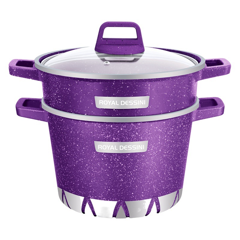 Procesamiento de aluminio olla fundición vapor olla de sopa con vapor antiadherente olla mármol maifan piedra vapor al por mayor