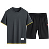 Short sleeved T-shirt motion suit Thin section Imitation cotton shorts summer leisure time Two piece set run 2101