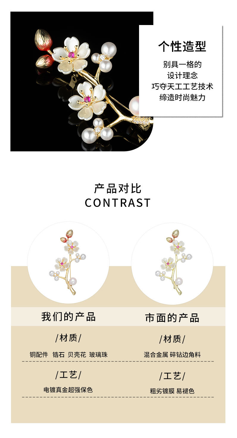 国风复古优雅梅花胸针时尚高级感气质花朵胸花新款奢华