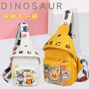 Cartoon chest bag printed women's 2023 new popular Net red textured canvas bag Korean style ins shoulder messenger bag