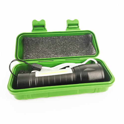 Cross-border COB bright flashlight with side light aluminum alloy USB rechargeable led mini telescopic zoom gift light