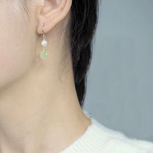 925銀耳鈎 和田玉貝殼珍珠耳飾耳釘 潮網紅個性簡約百搭銀飾品