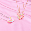 Children's rainbow magnetic metal fuchsia necklace heart shaped, wholesale