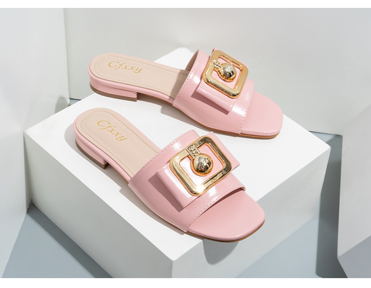 Slides für Mädchen Cross Border Neue Damen-Sandalen mit Metallschnalle und dicken Schuhen_voghion.com