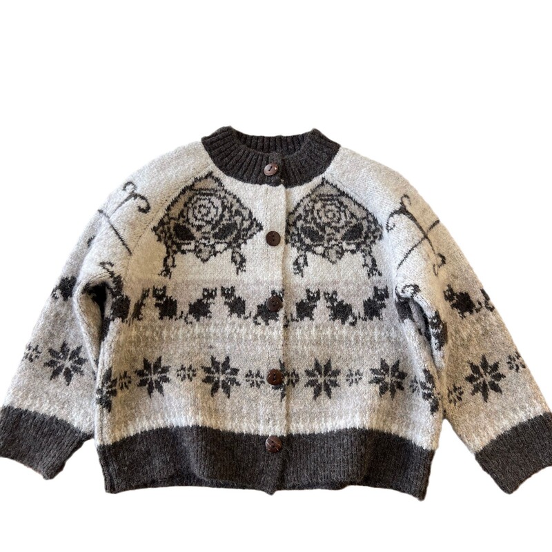 【現品】日系子供服黒超限定子供セーターカーディガン上着重工ジャカード|undefined