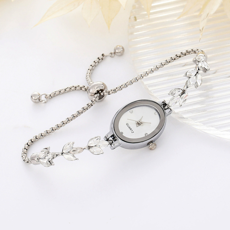 Source Factory Cross-Border Fashion Oval-Shaped Women's Watch with Elegant Bracelet Quartz Wristwatch in Stock for Dropshipping