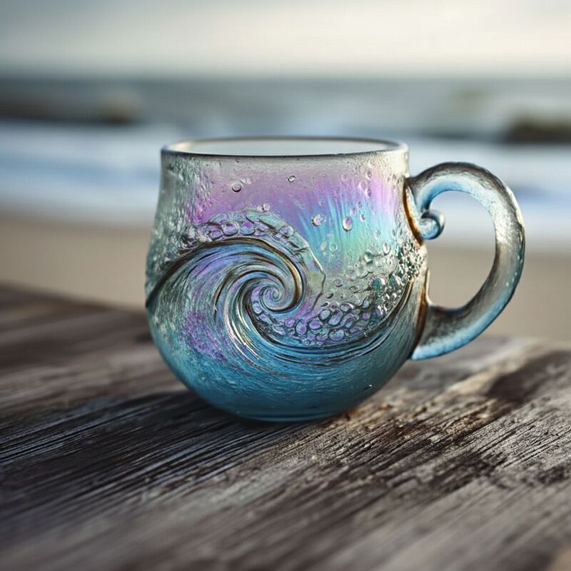 跨境新款Sea Glass Wave Mug海浪马克杯家居桌面装饰摆件节日礼物|undefined