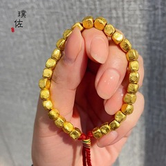 金店同款磨砂錘紋方糖小金塊方形碎金子diy配件編織手串輕奢手飾