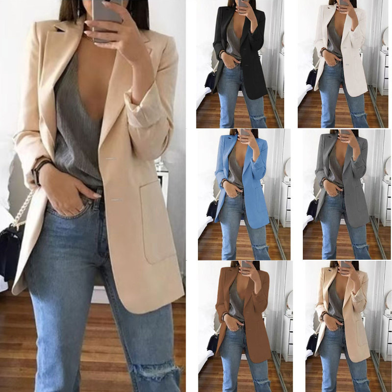 2025 Amazon New European and American Fashion Casual Suit Lapel Slim Cardigan Elegant Suit Jacket for Women Spring & Fall