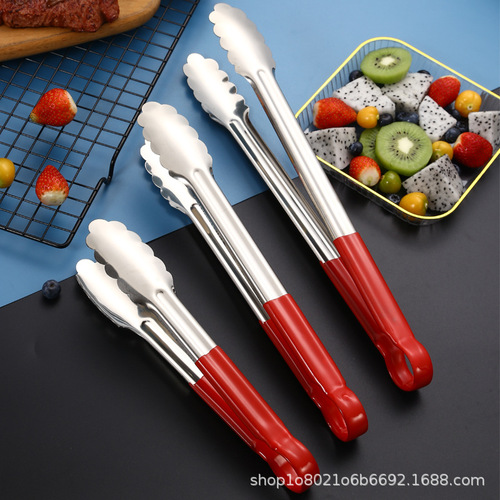Stainless steel food tongs household food tongs kitchen restaurant baking bread tongs multifunctional barbecue tongs steak tongs