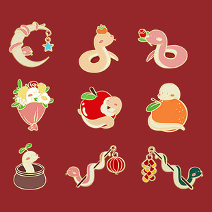 2025 Cute Cartoon Snake Badge Year of the Snake Gift Little Snake Fishing Clothing Accessories Brooch Bag Decoration