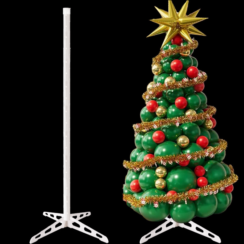 Balloon Tree Stand Christmas Tree Column Red and Green Decorations Shopping Mall Store Holiday Event Atmosphere Scene Layout Cross