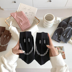 秋冬新款襪子女立體笑臉中筒女襪批發純色無骨潮流韓國東大門棉襪