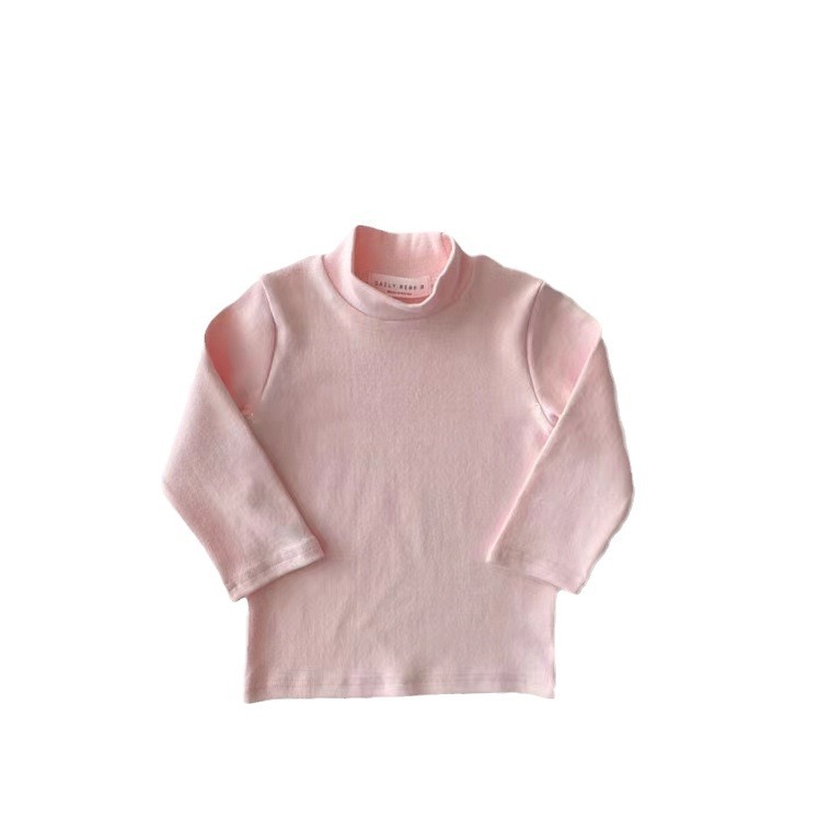 Loebear estilo coreano Primavera, otoño e invierno nuevo bebé medio cuello alto manga larga Camiseta hombres y mujeres todo partido suave camisa de fondo