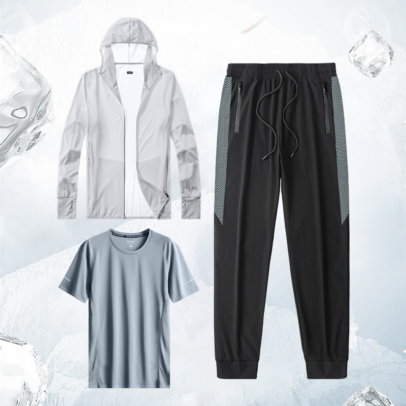 Set de protección solar para hombres de verano delgado hielo rápido secado deportivo abrigo de pesca transpirable al aire libre abrigo de verano image 10