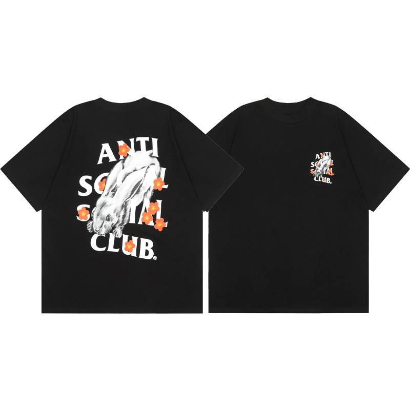 Diferencia de moneda del mercado ASSC CLUB fujiwaro Lightning serie impresa camiseta suelta de manga corta para hombres y mujeres