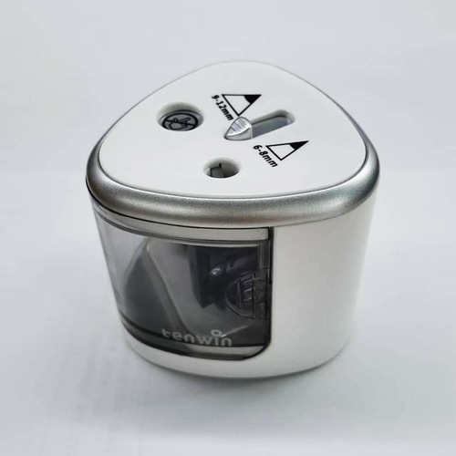 tenwin double-hole electric pencil sharpener semi-automatic thick and thin two-hole pencil sharpening machine cross-border battery model 8004