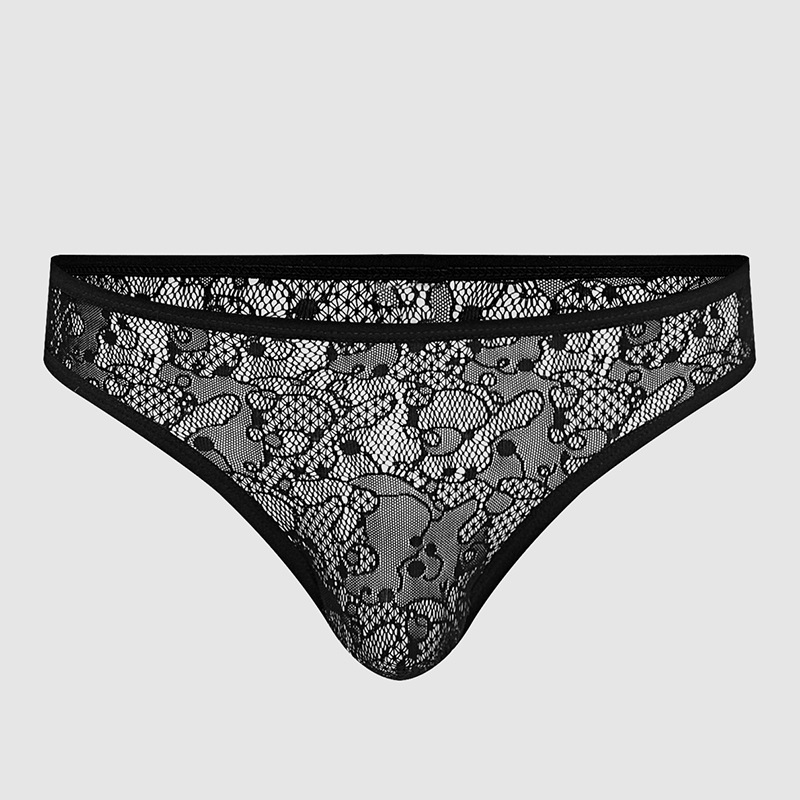 2025 New Men's Briefs Sexy Cut Out Underwear Thin Mesh Sexy Breathable Men's Youth T-Pants Cross-Border