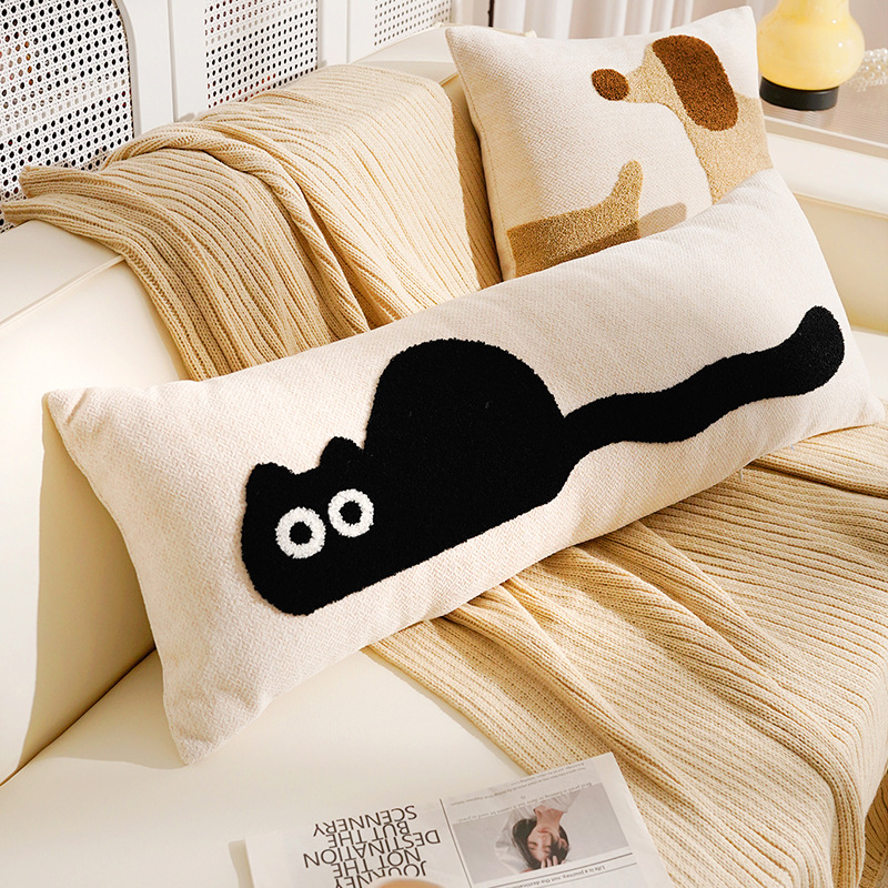 Cute de dibujos animados cachorro funda de almohada de tira larga habitación de los niños almohada larga con núcleo original simple cojín de sofá animal