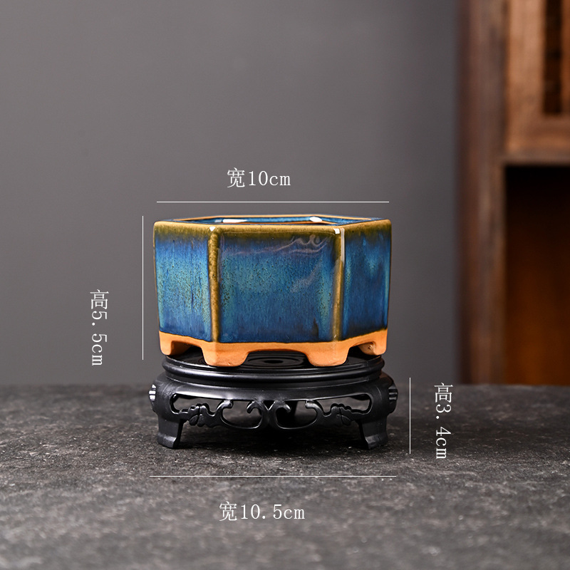 Bandeja de balcón de cerámica de bonsai de plantas verdes de nieve de junio, maceta carnosa de gres doméstico, maceta de cerámica pequeña con control de raíces, liquidación