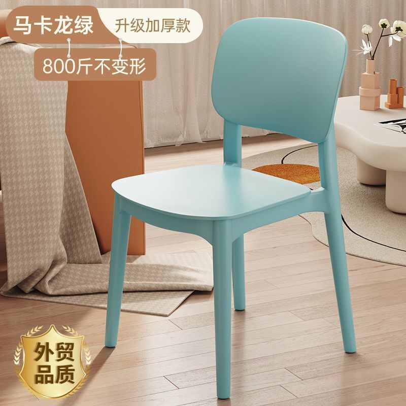 Taburetes para el hogar con respaldo de plástico grueso silla apilada mesa de comedor comedor simple y comercial