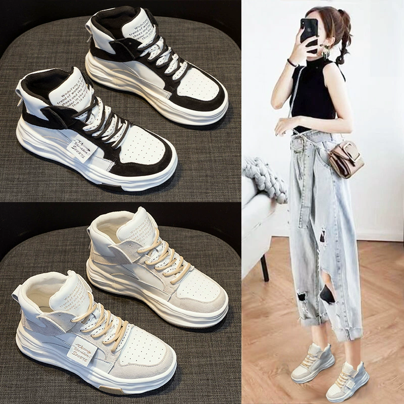 Модные женские белые кроссовки на толстой подошве, популярные в Instagram, новые универсальные кроссовки в корейском стиле с флисовой подкладкой для осени и зимы 2025 года.