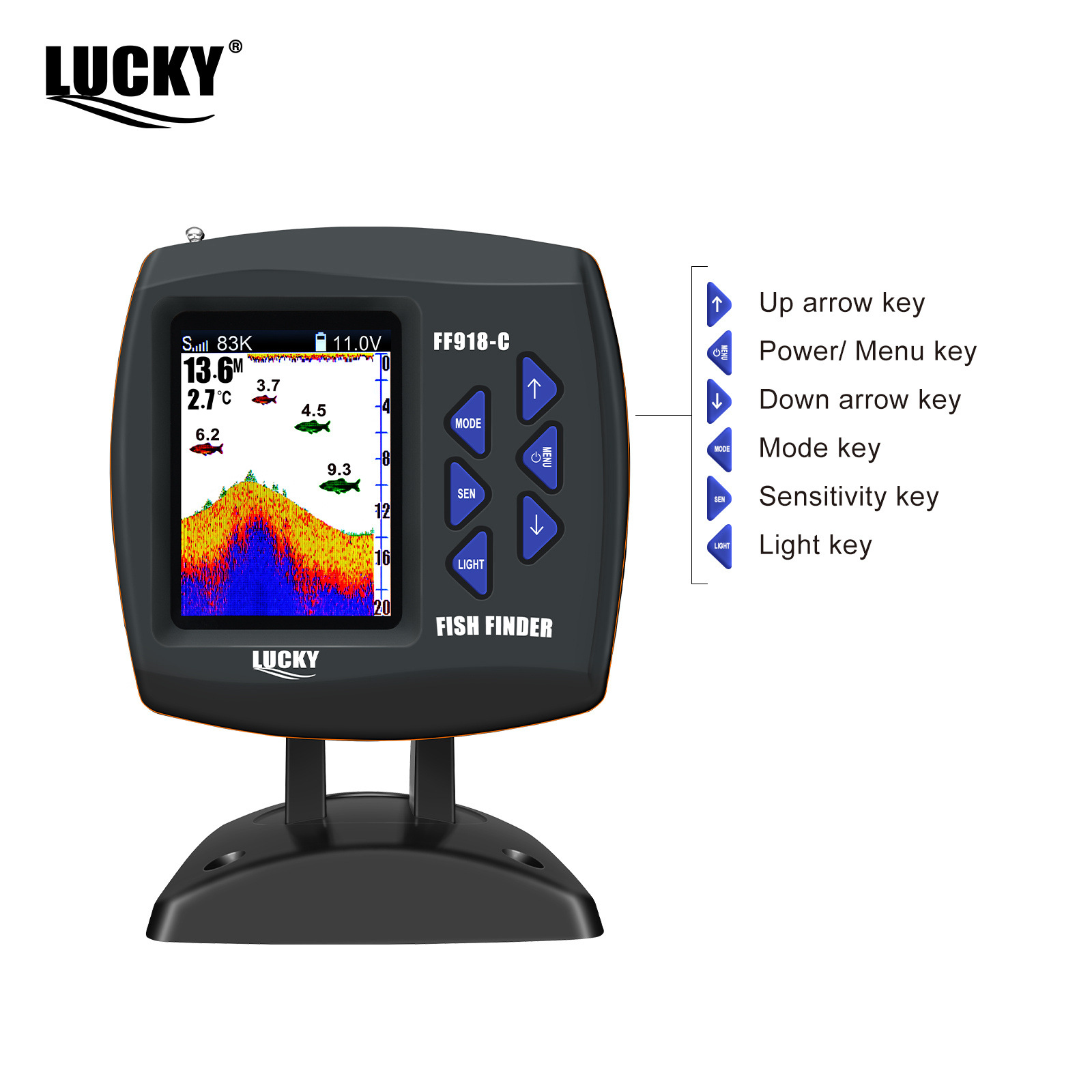 Leqi Lucky Fish Finder Boat Fishing Sonar Large Color Screen 300m Remote Fishing Bait Boat Fish Finder