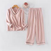 德绒保暖内衣女秋冬季V领打底衣套装家居服睡衣长袖长裤宽松大码