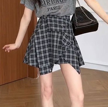 クールでスタイリッシュな女性用韓国ファッション年齢軽減半袖Tシャツフェイクツーピーススカートパンツ2点セット|undefined
