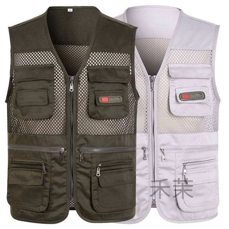 Летний тонкий быстросохнущий рабочий жилет, сверхлегкий мужской жилет для мужчин от 40 до 50 лет с множеством карманов.