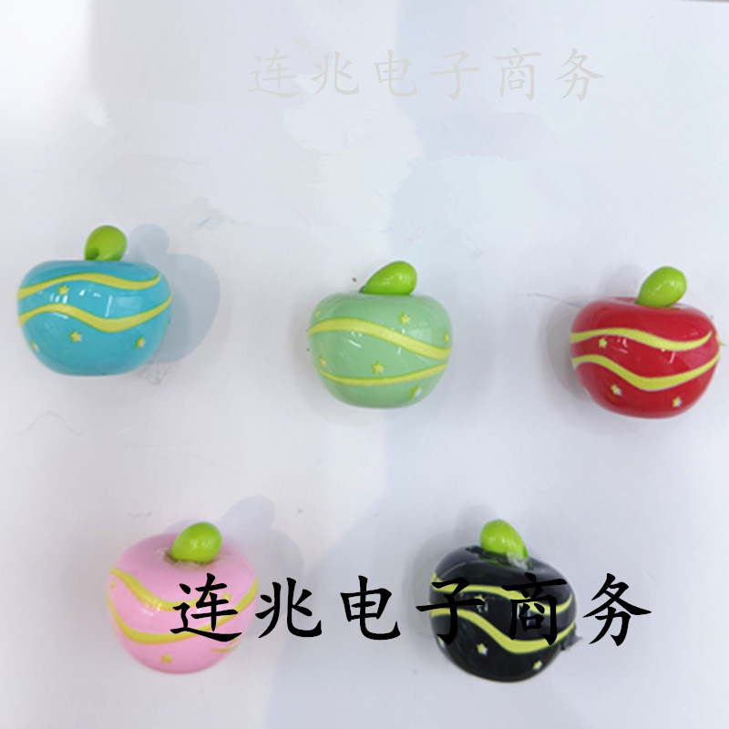 亚克力烤漆苹果滴油竖孔串珠 DIY抖音直播手机绳钥匙扣串笔配件