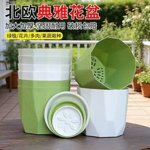 北欧简约花盆家用仿陶瓷加厚耐用树脂月季多肉盆栽花盆新款控根盆