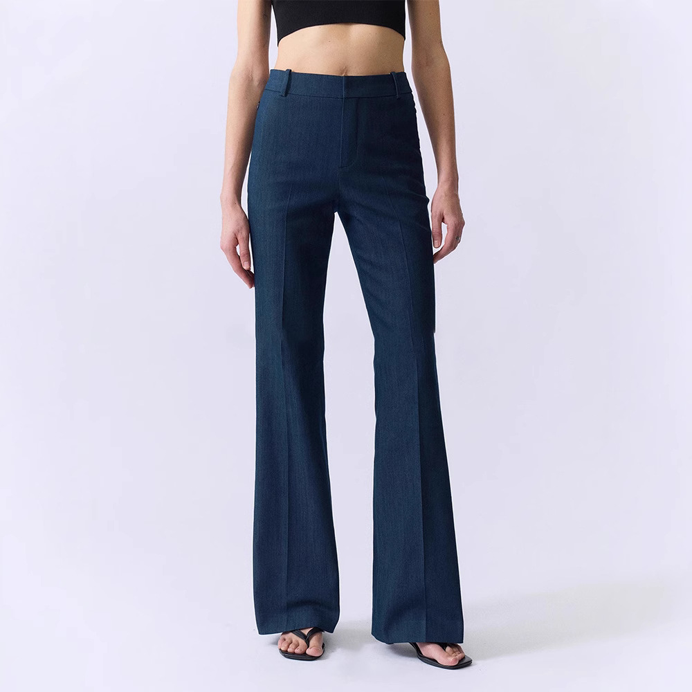 Th～Row Niche Normcore Fashionable Legs Are Comfortable Retro Micro-Flared Pants High-Waisted Slimming Look Bell-Bottom Pants for Women