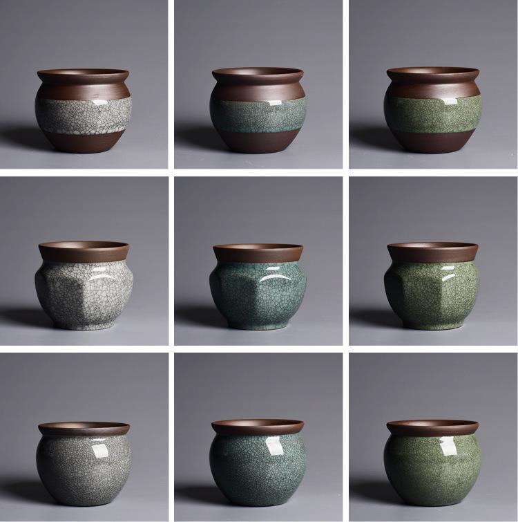 Vaso per succulente in ceramica argilla viola con crakelé_voghion.com