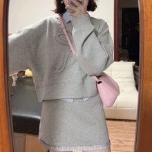 三件套!蝴蝶结显瘦卫衣女秋季新款半身裙一整套休闲运动套装