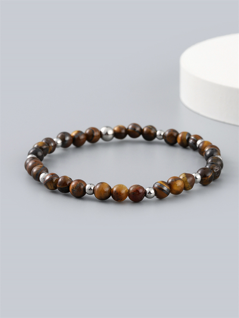 Nueva pulsera de cuentas transfronteriza estación independiente joyería europea y americana 6mm Ojo de Tigre piedra pulsera DIY hombres