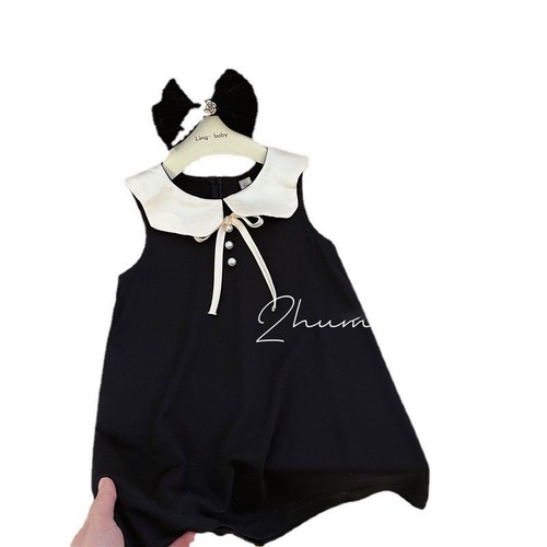 Korean children's clothing girls dress summer dress 2024 new style western style vest dress baby girl princess dress