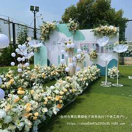 新款森系婚礼仿真花婚庆背景装饰路引花排挂花户外坪婚礼香垒德株
