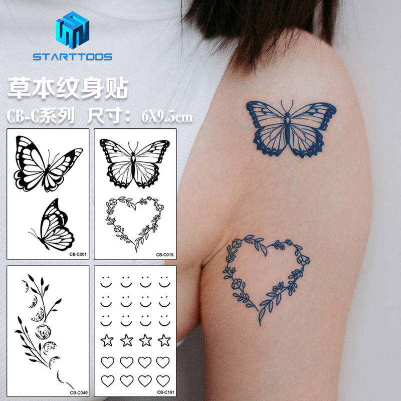 Herbal Tattoo Sticker Juice Semi-Permanent Advanced Waterproof Tattoo Sticker Ins Style Party Holiday Tattoo Sticker Wholesale